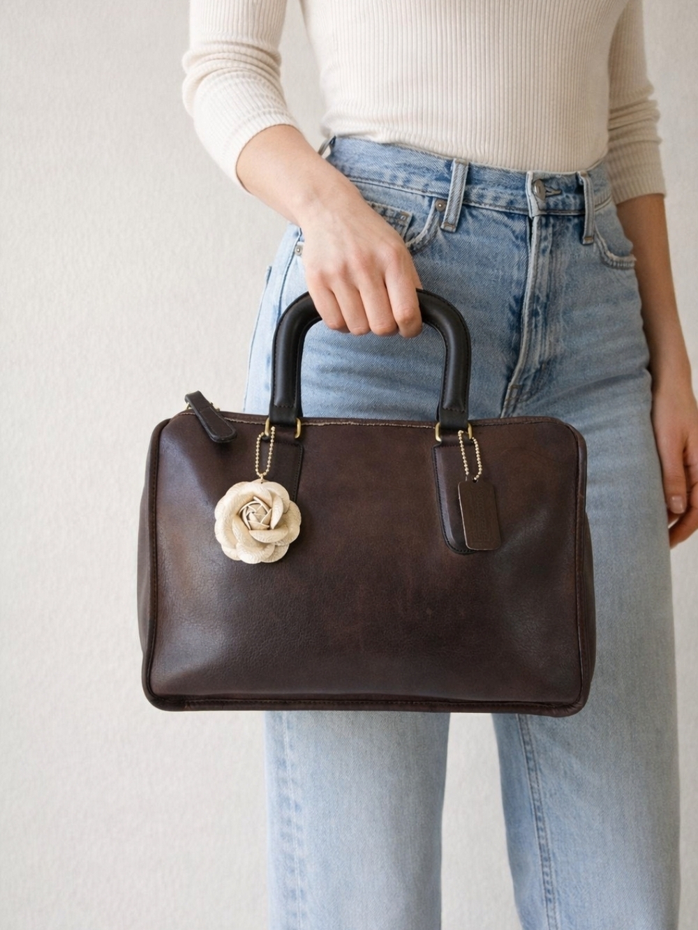Vintage Coach Slim Satchel NYC Mahogany Glove Tanned Leather Top Handle Brief - Picture 15 of 16